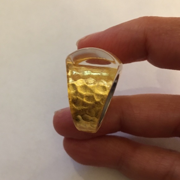 Sterling silver gold plated lucite dome ring - Picture 10 of 11
